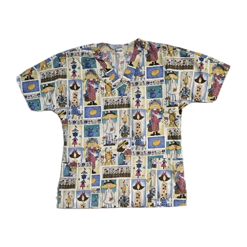 Vintage Women's Scrub  Top Cherokee  L Spring